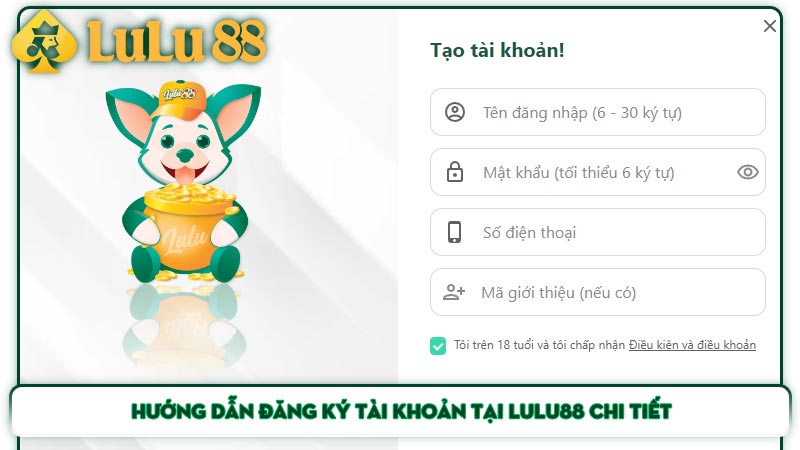 Hướng dẫn đăng ký tài khoản tại Lulu88 chi tiết